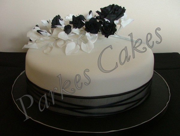 black and white birthday cake